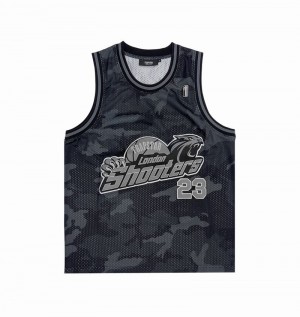 Black Camo Trapstar Shooters SS23 Basketball Vest Men's T Shirts | PIOSZB-769