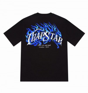 Black Trapstar Chrome Flame SS23 Tee Men's T Shirts | JDISXM-405