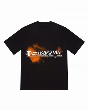 Black Trapstar Global Distribution Tee Men's T Shirts | LBQNVC-672