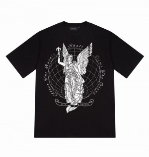 Black Trapstar Global Triumph Tee Men's T Shirts | ZNSRQO-476