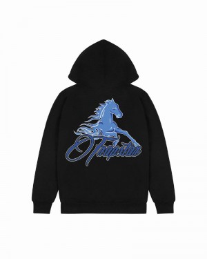 Black Trapstar Horse Power 2.0 Men's Hoodie | WRFAZC-871