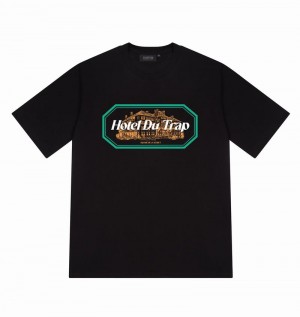 Black Trapstar Hotel Du Trap Tee Men's T Shirts | MIXBEF-398