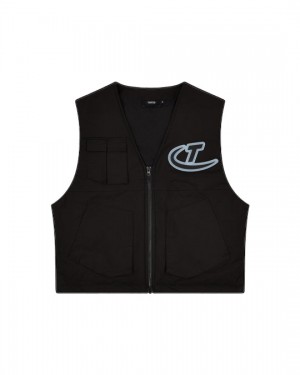 Black Trapstar Hyperdrive Pocket Vest Men's Jackets | GADCSE-425