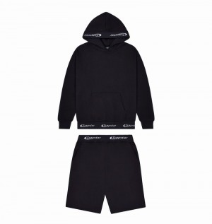 Black Trapstar Hyperdrive Rib Hoodie Men's Tracksuits | GRTCDQ-951