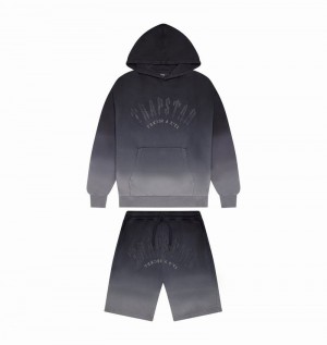 Black Trapstar Irongate Arch Chenille Hoodie Men's Tracksuits | VKGYSX-970