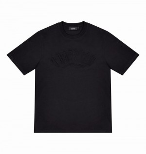 Black Trapstar Irongate Arch Embossed Tee Men's T Shirts | NCJBYL-815