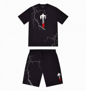 Black Trapstar Irongate T Lightning Shorts Men's Sets | HNQYDS-971