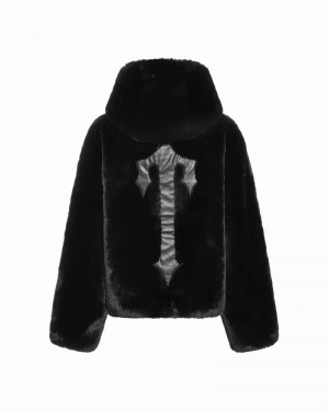 Black Trapstar Irongate T Oversized Fur Coat Women's Jackets | NSGRQE-317