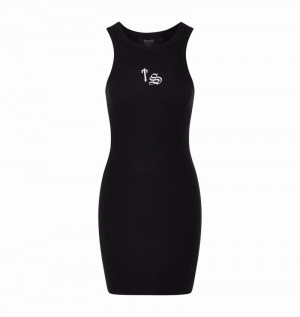 Black Trapstar Script Racer Women's Dress | ERSBNL-901