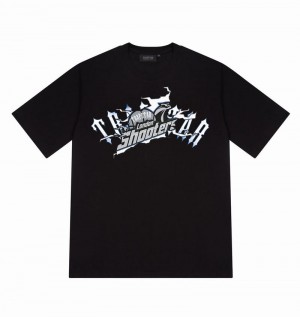 Black Trapstar Shooters Breakthrough Tee Men's T Shirts | QMDKVZ-714