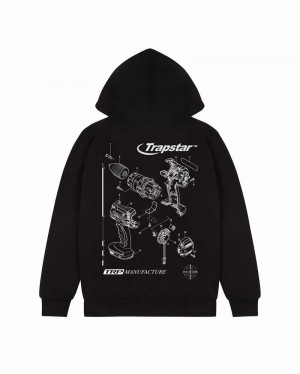 Black Trapstar TRP Manufacture Men's Hoodie | WCRUJX-612