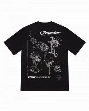 Black Trapstar TRP Manufacture Tee Men's T Shirts | WYJIVE-581