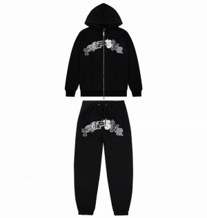 Black Trapstar Wildcard Chenille Hoodie Men's Tracksuits | WUEDIM-861