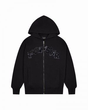 Black Trapstar Wildcard Chenille Zip Hoodie Men's Tracksuits | QKZBOW-897