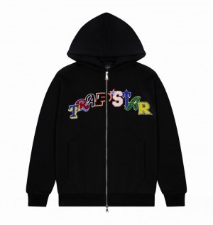 Black Trapstar Wildcard Zip Hoodie Men's Tracksuits | SUHRKN-182