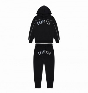 Black / Blue Camo Trapstar Irongate Chenille Arch Hooded Men's Tracksuits | IJLWDR-723