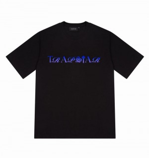 Black / Blue Trapstar Script Fade Tee Men's T Shirts | BNRVQX-294