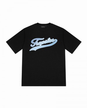 Black / Blue Trapstar Strikeout Tee Men's T Shirts | QSCEMK-138