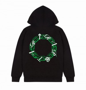 Black / Green Trapstar Chain Script Men's Hoodie | YUIAKO-971