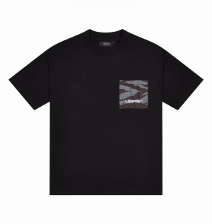 Black / Grey Camo Trapstar Hyperdrive Pocket Tee Men's T Shirts | KALUFN-792