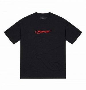 Black / Red Trapstar Hyperdrive Embroidered Tee Men's T Shirts | GDMWUS-718