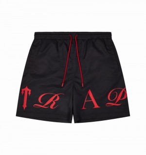 Black / Red Trapstar Script Swimming Shorts Men's Sets | DJGRZK-376