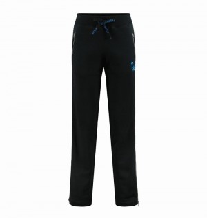 Black / Turquoise Trapstar Script Zip Leg Jogging Women's Pants | SOWXHB-093