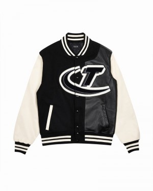 Black / White Trapstar Hyperdrive T Chenille Varsity Men's Jackets | VMWNCK-129