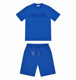 Blue Trapstar Decoded Gel Shorts Men's Sets | NBJQXT-307