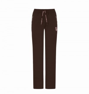 Brown / Pink Trapstar Script Zip Leg Jogging Women's Pants | GYHREW-297