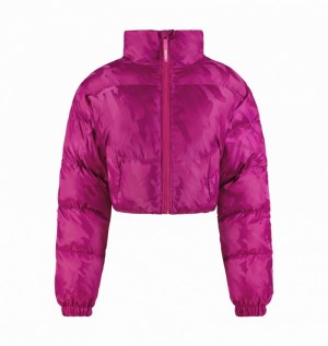 Fuchsia Pink Trapstar Cropped T Jacquard Puffer Women's Jackets | FWAOIK-304