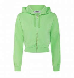 Green Trapstar Irongate Cropped Batwing Zip Hoodie Women's Tracksuits | EIOQNV-712