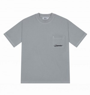 Grey Trapstar Hyperdrive Reinforced Rivet Men's T Shirts | ROHWMU-143