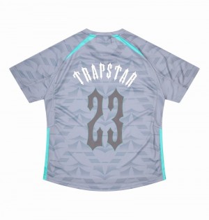 Grey / Blue Trapstar Irongate Football Jersey Men's T Shirts | UXJFWC-580