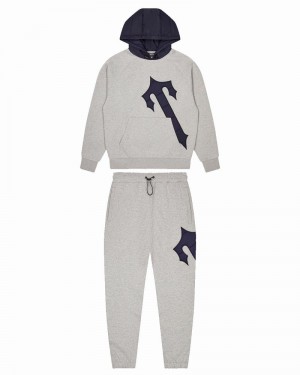 Grey / Navy Trapstar Irongate T Hood Men's Tracksuits | TSKCUR-641