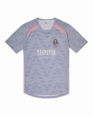 Grey / Pink Trapstar Irongate Football Jersey Men's T Shirts | IACRES-671