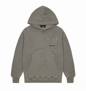 Khaki Trapstar Hyperdrive Rivet Pocket Men's Hoodie | FRQLSE-902