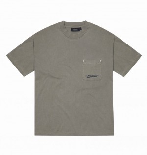 Khaki Trapstar Hyperdrive Rivet Pocket Tee Men's T Shirts | MDLHTY-260