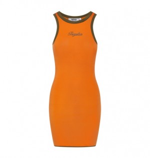 Orange / Khaki Trapstar Contrast Racer Women's Dress | PHDFGT-602