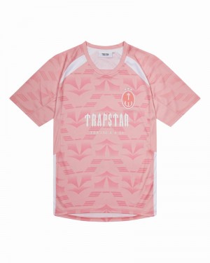 Pink Trapstar Irongate Football Jersey Men's T Shirts | KPJYOQ-827