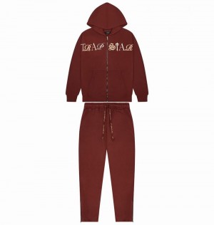 Red Trapstar Script Zip Through Hoodie Men's Tracksuits | RHLZJM-814