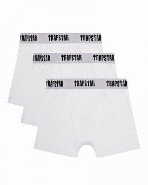 White Trapstar 3 Pack Boxer Short Men's Underwear | HZTIAE-692