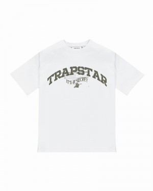 White Trapstar Battalion Men's T Shirts | DTJYKS-243