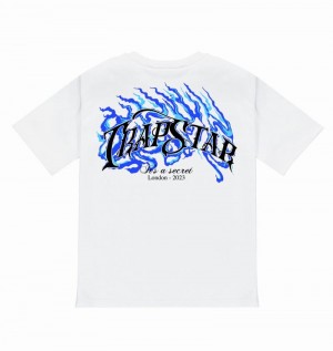 White Trapstar Chrome Flame SS23 Tee Men's T Shirts | NCQYEB-821