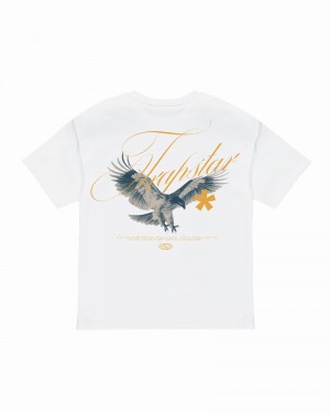 White Trapstar Flying Birds Tee Men's T Shirts | EYWKOJ-987