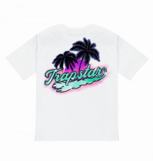 White Trapstar Paradise SS23 Edition Tee Men's T Shirts | GQHKYR-254