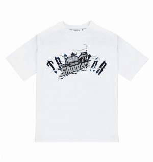 White Trapstar Shooters Breakthrough Tee Men's T Shirts | IQYJON-427