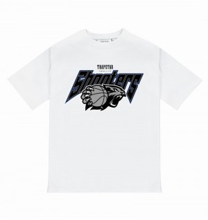 White Trapstar Shooters Playoff Tee Men's T Shirts | GFIPCK-978