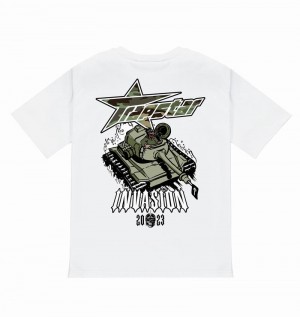 White Trapstar Trap Invasion Tee Men's T Shirts | OHBTAQ-759