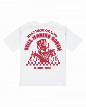 White / Red Trapstar Makin' Dough Tee Men's T Shirts | QBKENW-567